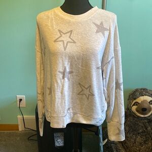 Cozie by Pink Rose Large Gray Star Lightweight Sweatshirt